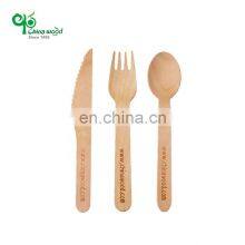 Eco friendly Compostable Disposable Wooden Travel Cutlery Knife Spoons Forks Made of smooth Birchwood