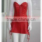 Punk Gothic Faux Leather Sexy Lingerie Black Corset Bustier TOP Skirt Dress 6-16 thumbnail-1