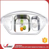 OUERT 2016 hot sale unique stainless steel double bowl kitchen butterfly sink