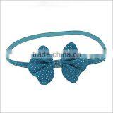 Nickel And Lead Free Blue Bow With Small Metal Stud Accent Leather Belt thumbnail-1