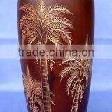 High Quality Teak Wood Carved Wooden Vase