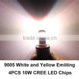 Double Color Changing With 3 Modes 10w cr ee Led Fog Headlight White Yellow Amber 9005 With 4pcs Led Chips thumbnail-5