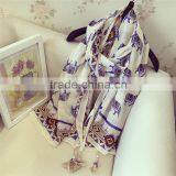 2016 Spring Elephant Print Scarf Big Shawl Long Style With Bead thumbnail-1