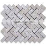 Herringbone Creme Marfil Marble Mosaic Tile thumbnail-1