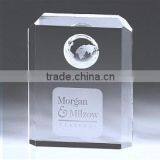 Wholesale Classical 3d Laser Engraved Crystal Globe Trophy Awards Cube With Custom Logo for Business Gift