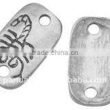 Tibetan Style Connectors, Lead Free, Rectangle, Antique Silver, 28x16x3mm, Hole: 2mm(TIBEB-A101590-AS-LF)