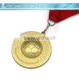 Custom Souvenir Football Logo Metal Medal With Ribbon