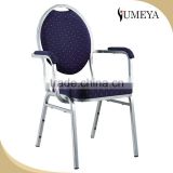 Dining room furniture comfortable modern stacking hotel chair armrest metal chair