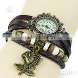 In Stock Women's Ladies Girls Retro Xmas Party Brithday Gift Heart Dress Quartz Wrist Hand Charm Leather Watch Case thumbnail-1