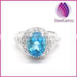 High Quality Fahsion 925 Sterling Silver Blue Topaz Ring With CZ Setting thumbnail-1