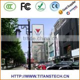 Clear LED Displays on lamp posts along the busiest roads pole support P5 full color led display