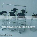 Glass Jar Set With Metal Stand
