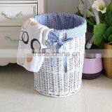 White Wicker Laundry Basket Cabinet thumbnail-5