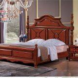 Imported Malaysian Rubberwood Bedroom Furniture Set Walnut Painting Bed With Pine Bedboard thumbnail-4