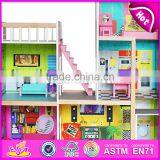 2017 Best Gift Set Luxurious Wooden Kids Doll House With Furniture W06A246 thumbnail-5