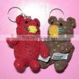 natural organic hemp, cotton crochet handmade doll keyring cellphone holder charm