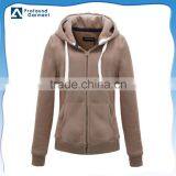Custom Tight Slim Fit Plain Fleece Thick Drawstring Zip up Hoodie for Women thumbnail-1