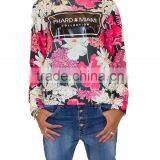 2015 New Fashion Round Neck Floral Printed Long Sleeve Polo Womens T-shirt Wholesale thumbnail-4