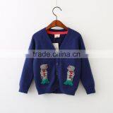 Wholesale Navy Blue Color v Neck Cotton Babies Knitting Sweater Designs thumbnail-1