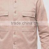 Latest Embroidered Logo Spread Collar Chest Pocket Long Sleeve Mens 100% Cotton Twill Comfort Fit Casual Plain Design Shirts thumbnail-3