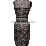 2015 New Elegant Fashion Black Lace Bandage Print Dress Bodycon Cute Girl Evening Party Dress thumbnail-2