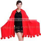 CX-B-P-42E Fur Ball Decora Fashion Women Cashmere Shawl thumbnail-3