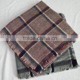 New Arrival Square Wholesale Factory Europe Lady Plaid Checked Pashmina Shawl 100%acrylic thumbnail-1