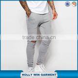 Fitted Cuffs Super Skinny Men Custom Joggers With Knee Rips thumbnail-1