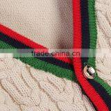 High Quality Contrast Color Cable Knit Boy's V-neck Cardigan Sweater thumbnail-6