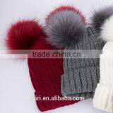 High Quality Cashmere Knitted Hat With Double Fur Poms KR-H010 thumbnail-6
