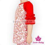 Hot Sale Children Spring Clothes Long Sleeve Love Printed Stringy Selvedge Ruffle Plain Red Design Baby Tops thumbnail-1