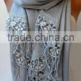 Silver Gray French Lace Light Gray Pashmina Shawls Soft Lightweight Scarf Bridesmaid Pashmina Women Wedding Trend Feminine Gifts