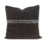 Velvet Cushion in Brown With Vintage Kantha Backing thumbnail-2