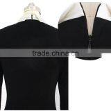 Fashion Double-breasted Lady Long Sleeve Formal Collar Pencil Dress For Office Design Formal Dress thumbnail-5