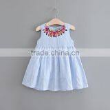 High Quality Pure Color no Sleeve Cotton Baby Girls Dress thumbnail-2