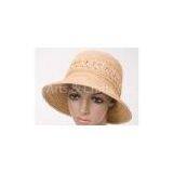 Fashionable Beige Raffia Sun Hats , 6.5cm Raffia Crochet Crown Braid Brim Woman Hat thumbnail-1