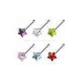 Star CZ Shaped Non - Allergic Gem Body Piercings Jewelry Nose Studs For Wedding