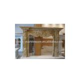 yellow marble fireplace with women head sculpture (L180cm)