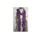 Ladies Warm Knitted Scarf With Lace Drape thumbnail-1