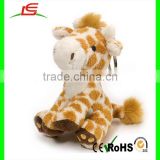 Custom mini plush stuffed giraffe keychain cute brown plush giraffe keychain