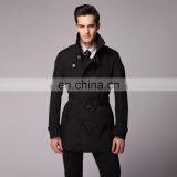 Double-breasted Winter Black Long Coat Mens Spring Windbreaker thumbnail-1