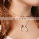 Fashion Summer Jewelry Beads Double Layers Necklaces Moon Pendant Necklace thumbnail-1