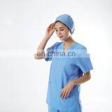 V-neck 3 Pocket Blue Polyester Cotton Oem Medical Scrub Suits thumbnail-4