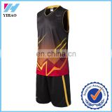 New arrival men basketball jersey uniform design Durable useful cheap black basketball uniforms Yihao 2016