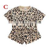 2019 Summer Kids LEOPARD TSHIRT & SHORTS SET Beige Brown Pink Leopard 2pcs Suits Clothing Set thumbnail-4