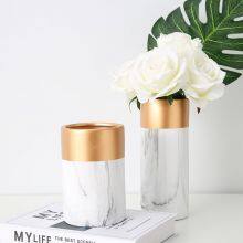 Unique Marbling Luxurious Rose Gold Vase Planters For Dining-Table thumbnail-3