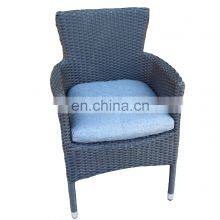Stock Indoor & Outdoor Black Rattan Wicker Aluminum Dining Chair Patio Chair Armchair With Cushion thumbnail-1