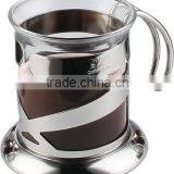 Glass Coffee Cup With Stainless Steel Handle, Drinking Glass Coffee Cup,coffee Cup With High Quality thumbnail-6