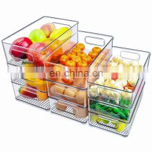 Kitchen Organizer Clear Fridge Freezer Fruit Storage Container Boxes Stackable Refrigerator Organizer Bins with Handles