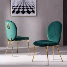 Nordic Velvet Gold Stainless Steel Leg Upholstery Modern Leather Designer Dining Chair Chairs For Dining Table thumbnail-1